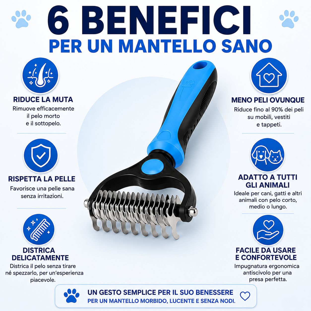 Motenco – Rimuove delicatamente il pelo morto