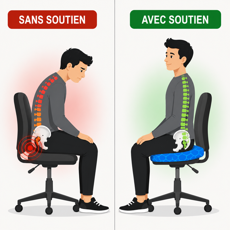 Conçu pour soulager la pression sur le coccyx, le dos et les hanches
