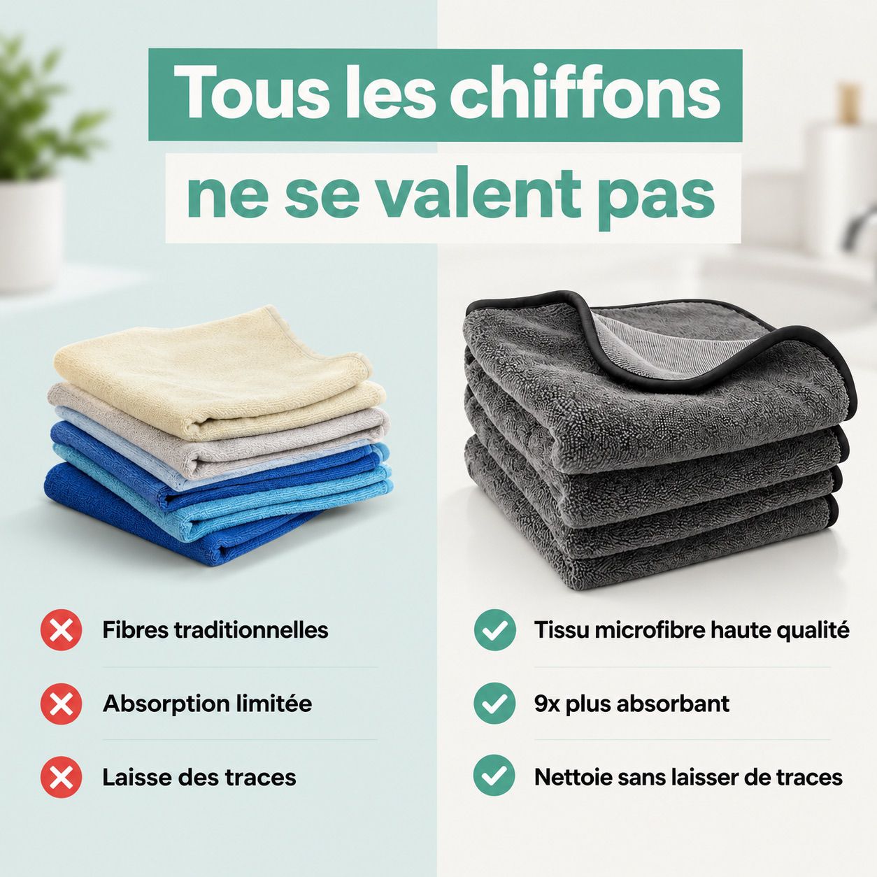 Chiffon AquaPure XL — Nettoyage sans traces, uniquement à l'eau